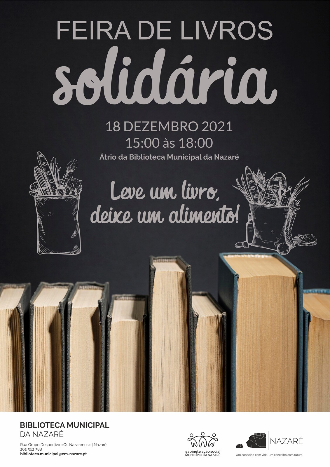 Feira do Livro Solidária na Biblioteca Municipal da Nazaré 