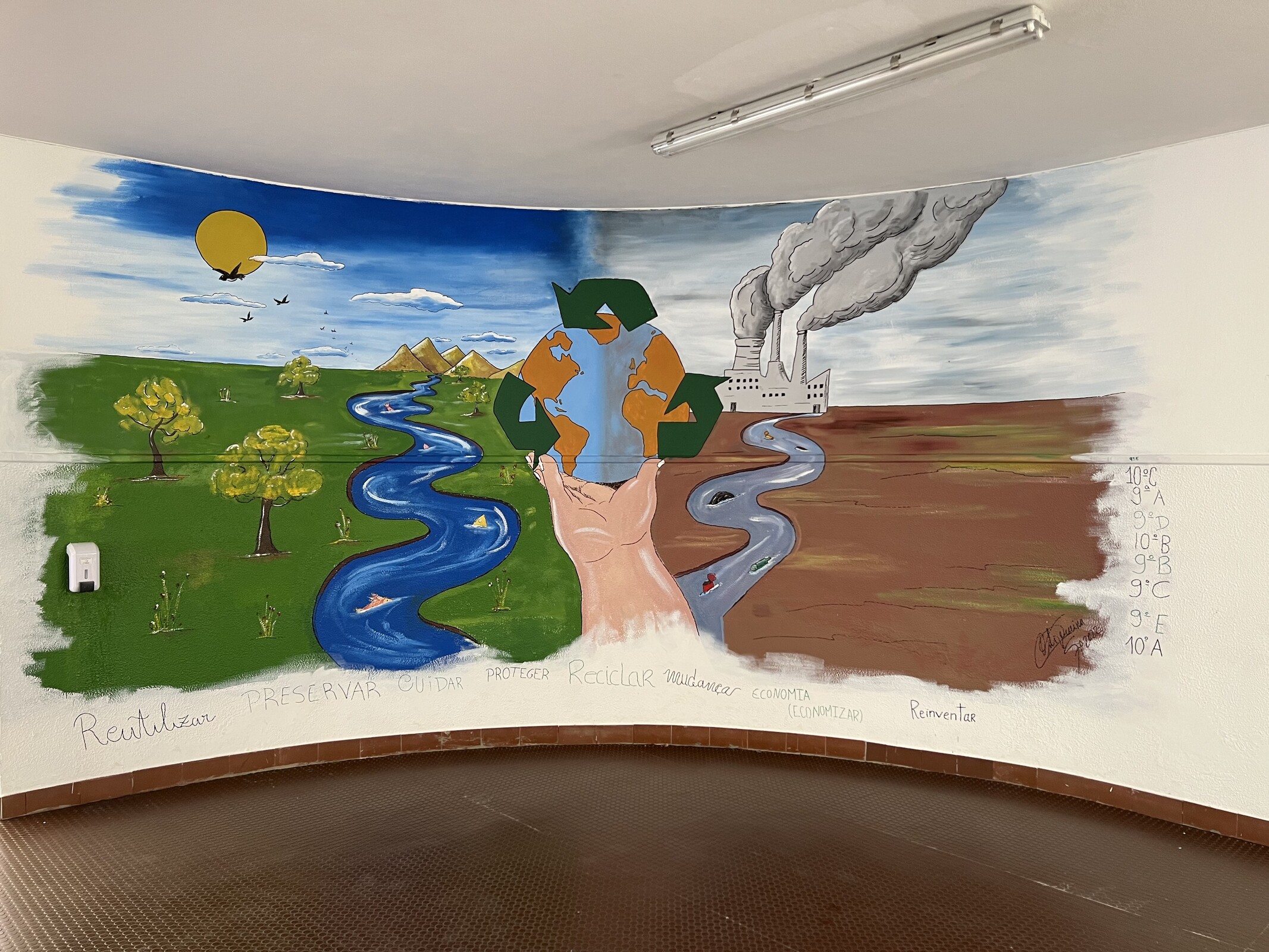 Mural na Escola Amadeu Gaudêncio alerta para efeitos das alterações climáticas 